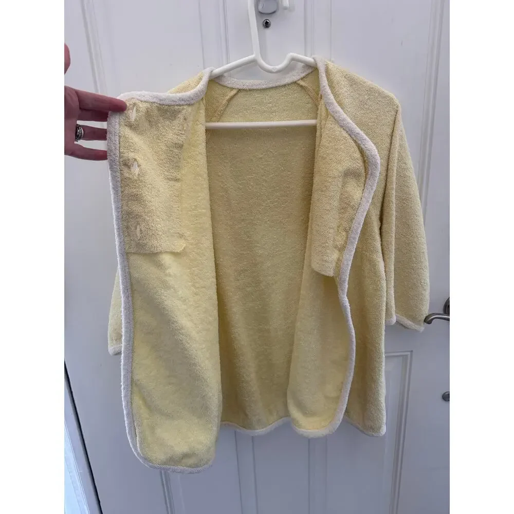 1960s Unbranded Cream Terry Cloth Button Housecoat yellow medium